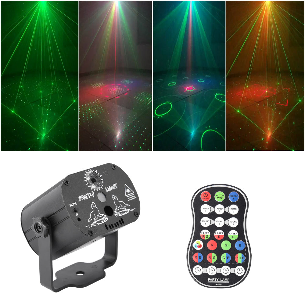 Party Light ® - Projetor de Luz RGB com 60 Variações + Controle Remoto