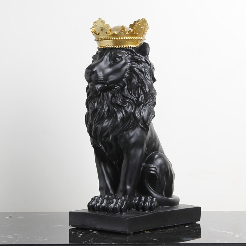 Estátua Decorativa Leão com Coroa 36cm
