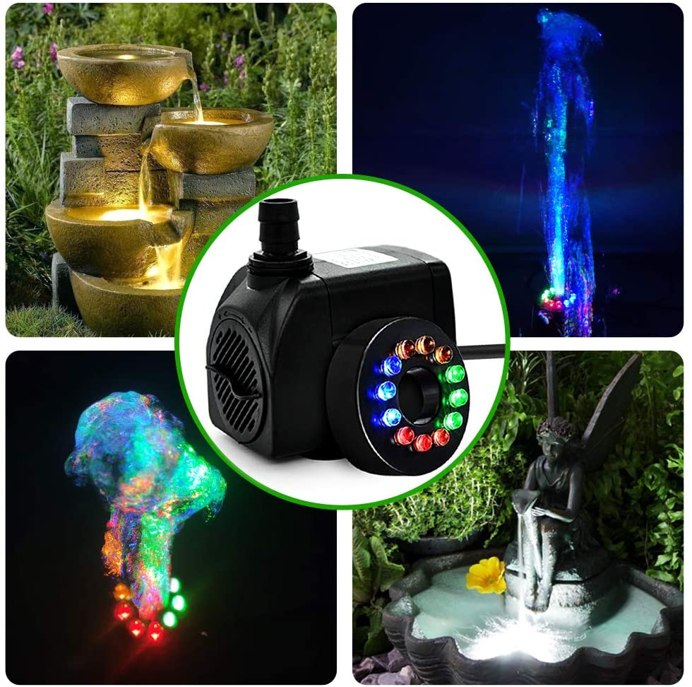 Color WaterFont - Fonte de Água com Luz de LED 12 Cores